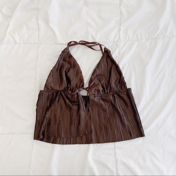 BRAND NEW! BROWN FRONT TIE TOP! - Picture 2 of 3